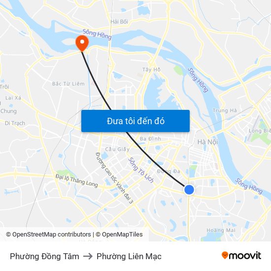 Phường Đồng Tâm to Phường Liên Mạc map