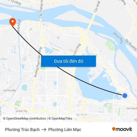 Phường Trúc Bạch to Phường Liên Mạc map