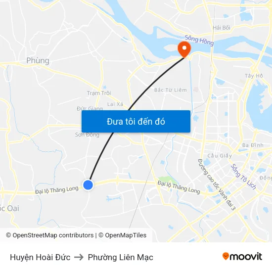 Huyện Hoài Đức to Phường Liên Mạc map