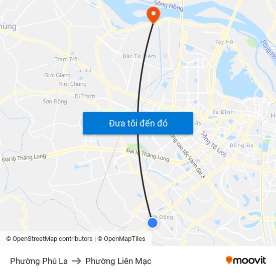 Phường Phú La to Phường Liên Mạc map