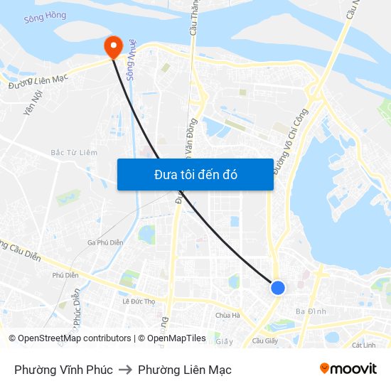 Phường Vĩnh Phúc to Phường Liên Mạc map