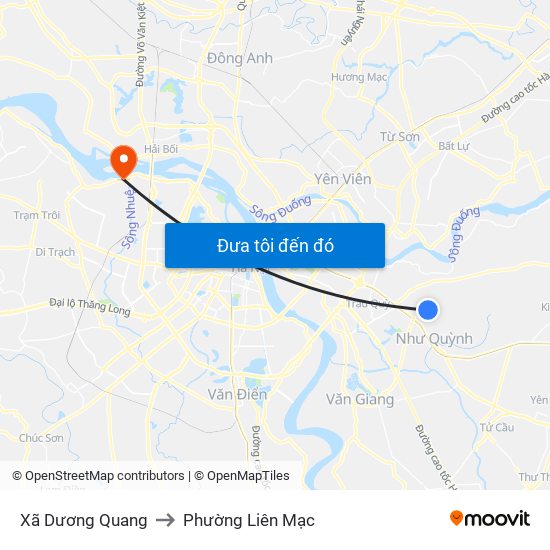Xã Dương Quang to Phường Liên Mạc map