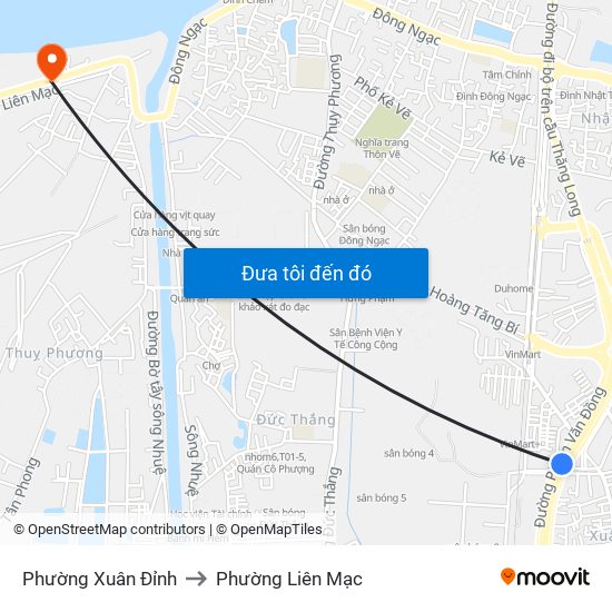 Phường Xuân Đỉnh to Phường Liên Mạc map