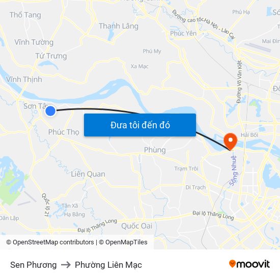 Sen Phương to Phường Liên Mạc map