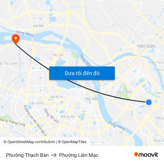 Phường Thạch Bàn to Phường Liên Mạc map