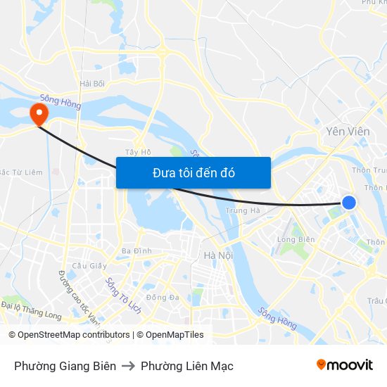 Phường Giang Biên to Phường Liên Mạc map