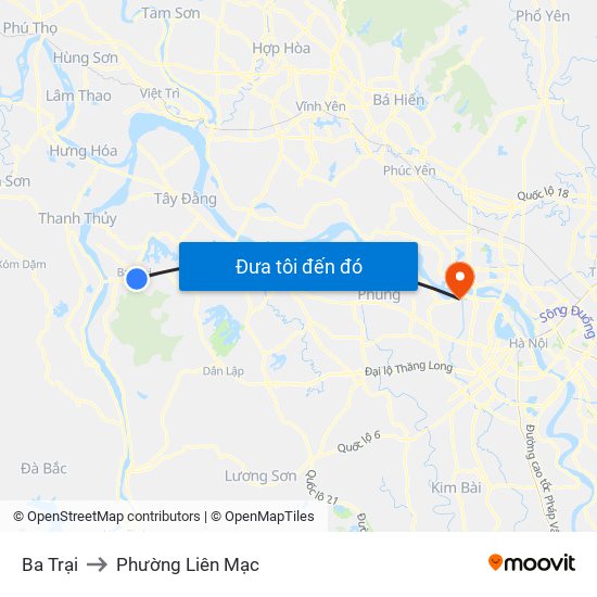 Ba Trại to Phường Liên Mạc map