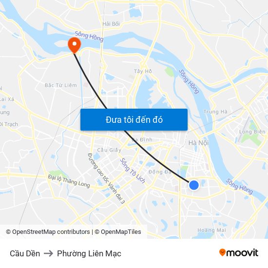 Cầu Dền to Phường Liên Mạc map