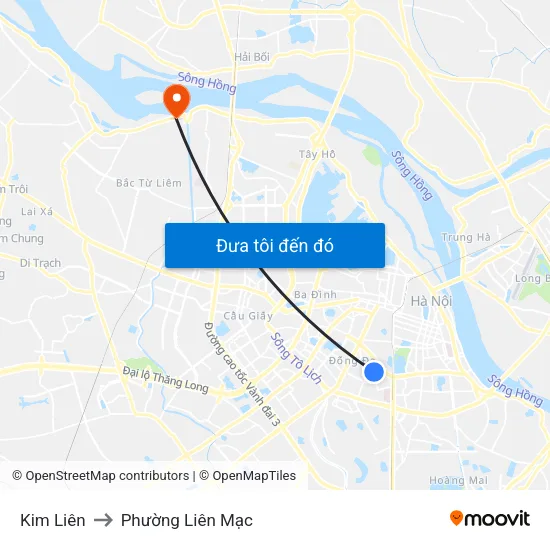 Kim Liên to Phường Liên Mạc map