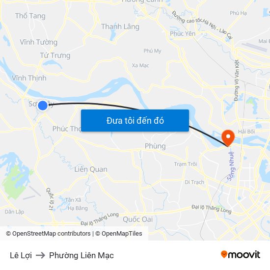 Lê Lợi to Phường Liên Mạc map