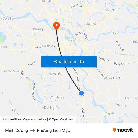 Minh Cường to Phường Liên Mạc map