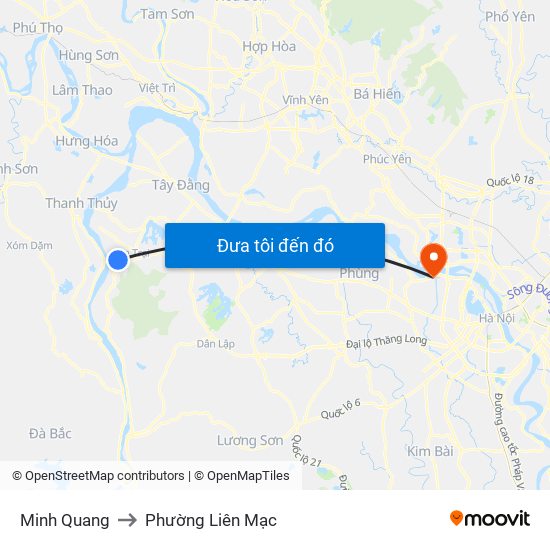 Minh Quang to Phường Liên Mạc map