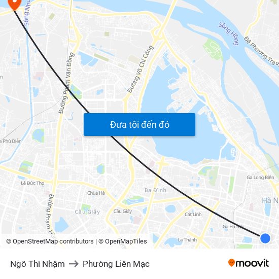 Ngô Thì Nhậm to Phường Liên Mạc map