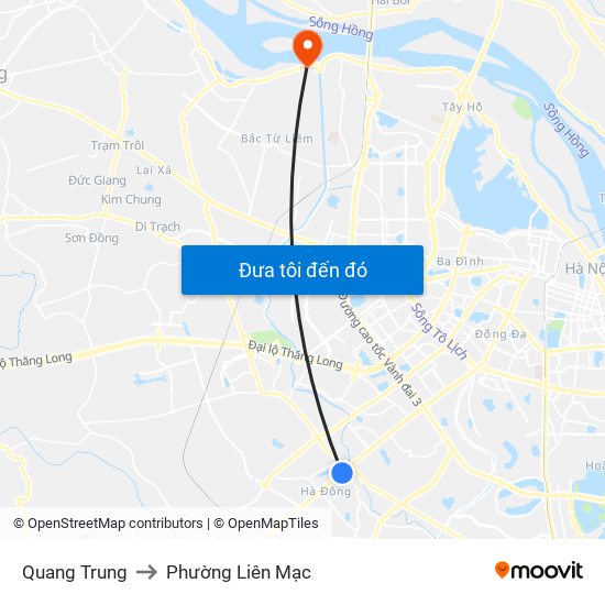 Quang Trung to Phường Liên Mạc map