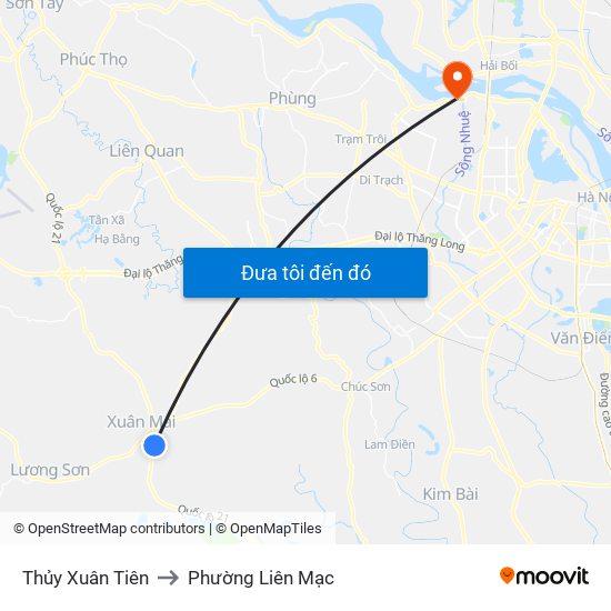 Thủy Xuân Tiên to Phường Liên Mạc map