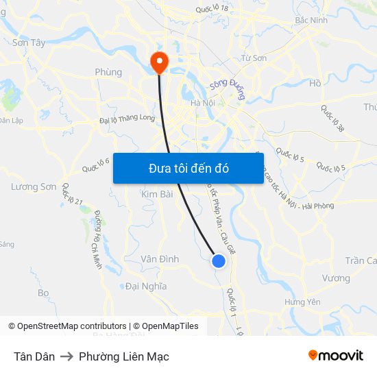 Tân Dân to Phường Liên Mạc map