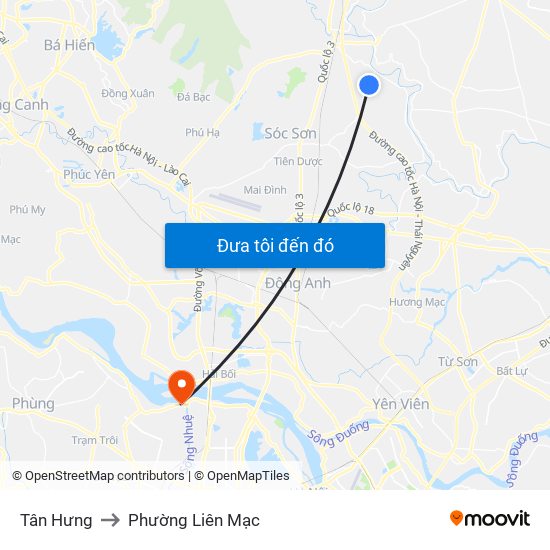 Tân Hưng to Phường Liên Mạc map