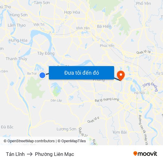 Tản Lĩnh to Phường Liên Mạc map