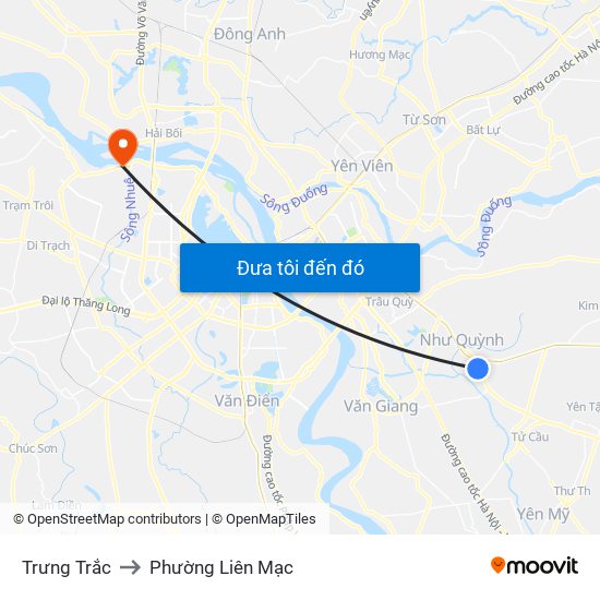 Trưng Trắc to Phường Liên Mạc map