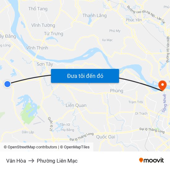 Vân Hòa to Phường Liên Mạc map