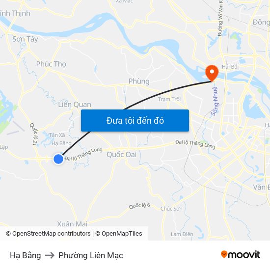 Hạ Bằng to Phường Liên Mạc map