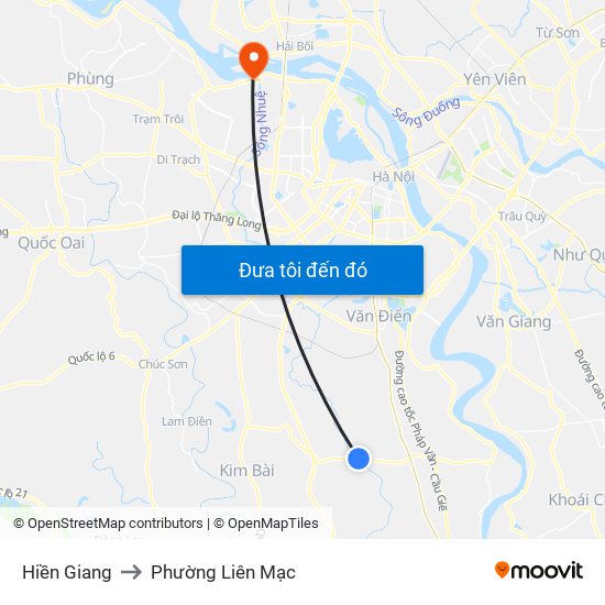 Hiền Giang to Phường Liên Mạc map