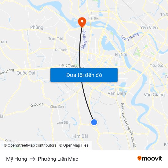 Mỹ Hưng to Phường Liên Mạc map