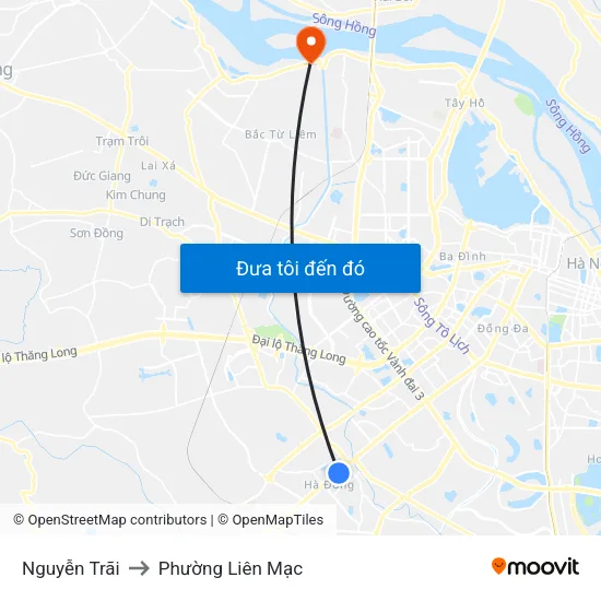 Nguyễn Trãi to Phường Liên Mạc map