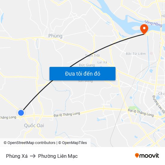 Phùng Xá to Phường Liên Mạc map