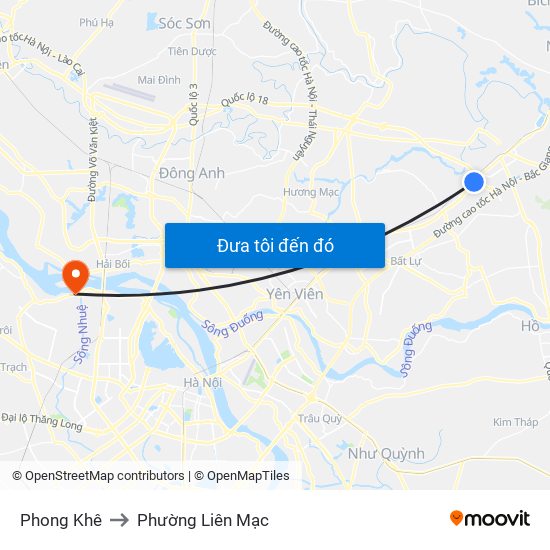 Phong Khê to Phường Liên Mạc map