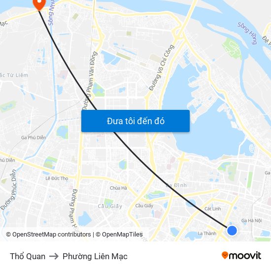 Thổ Quan to Phường Liên Mạc map