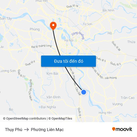 Thụy Phú to Phường Liên Mạc map