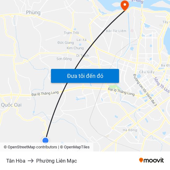 Tân Hòa to Phường Liên Mạc map