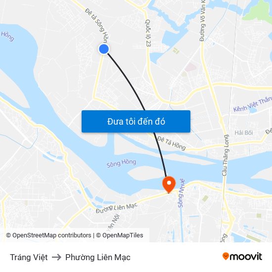 Tráng Việt to Phường Liên Mạc map