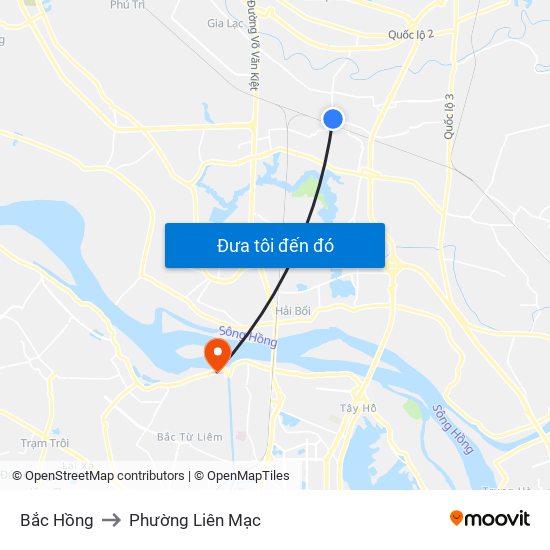 Bắc Hồng to Phường Liên Mạc map