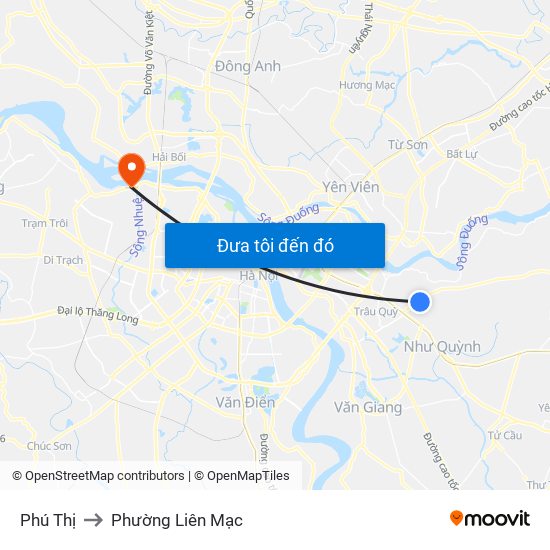 Phú Thị to Phường Liên Mạc map