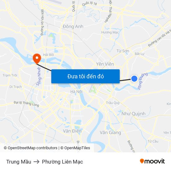 Trung Mầu to Phường Liên Mạc map