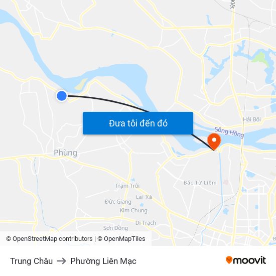 Trung Châu to Phường Liên Mạc map