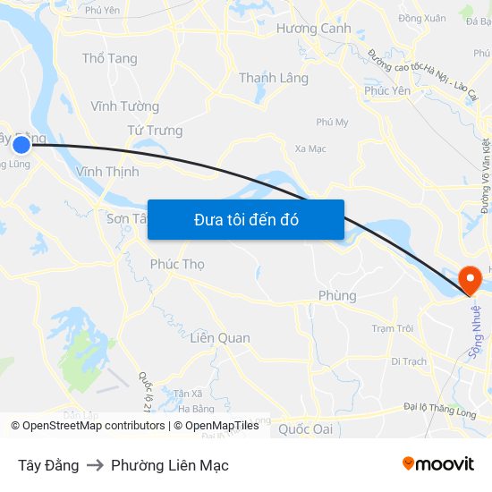 Tây Đằng to Phường Liên Mạc map