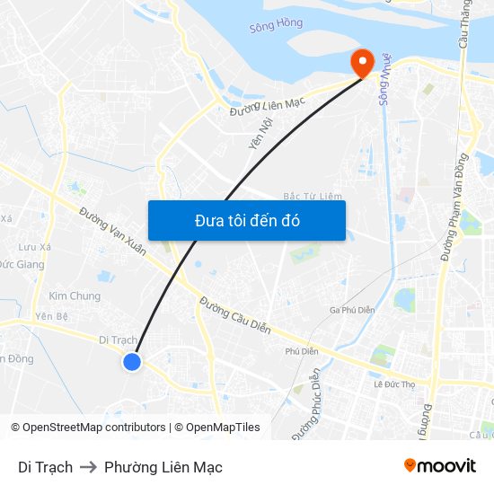 Di Trạch to Phường Liên Mạc map