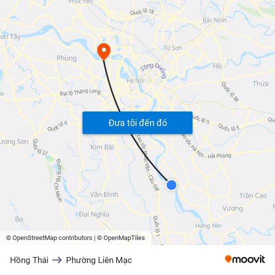 Hồng Thái to Phường Liên Mạc map