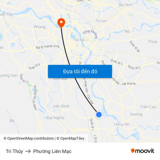 Tri Thủy to Phường Liên Mạc map