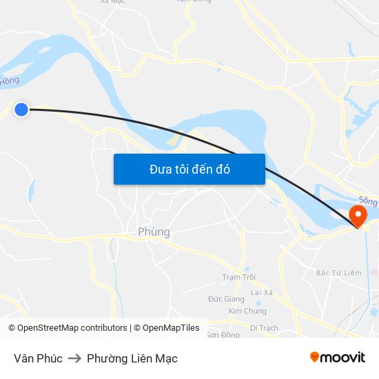 Vân Phúc to Phường Liên Mạc map