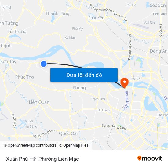 Xuân Phú to Phường Liên Mạc map