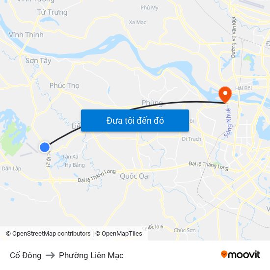 Cổ Đông to Phường Liên Mạc map