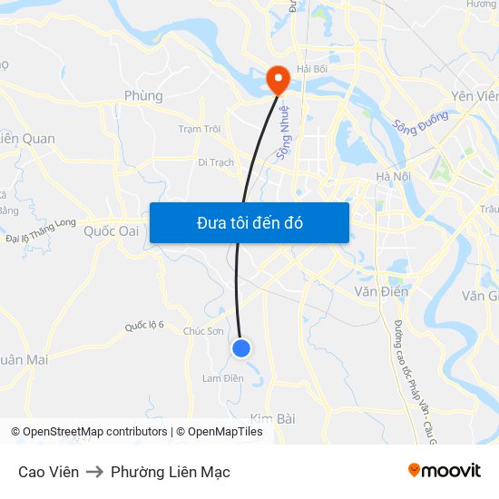 Cao Viên to Phường Liên Mạc map