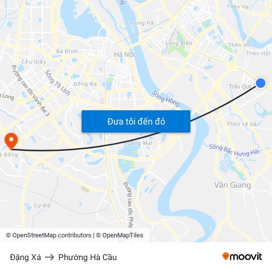 Đặng Xá to Phường Hà Cầu map