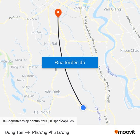 Đồng Tân to Phường Phú Lương map