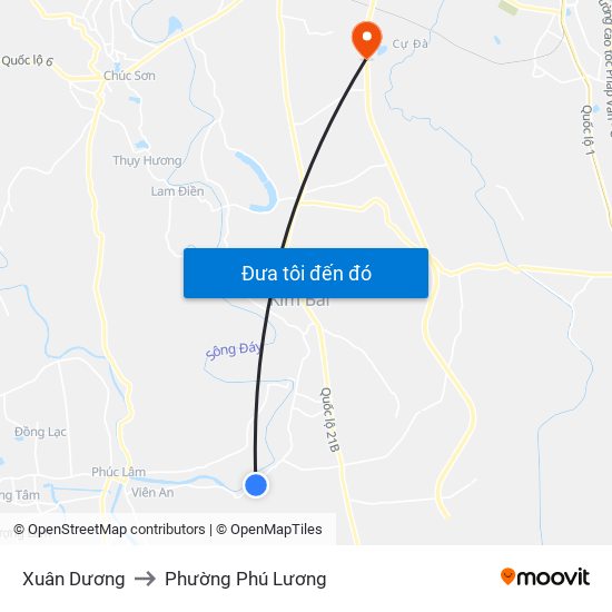 Xuân Dương to Phường Phú Lương map