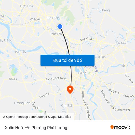 Xuân Hoà to Phường Phú Lương map